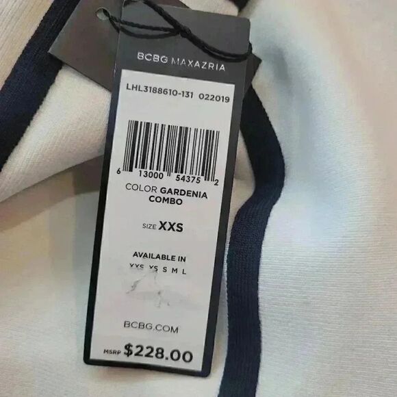 BCBG MAXAZRIA Women's Off White & Black Rayon/Nylon/Spandex Bandage Corset Penci - Picture 3 of 10